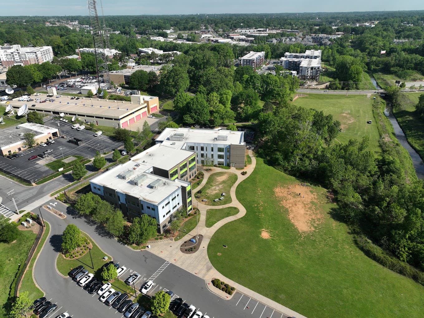 Aerial view of the school